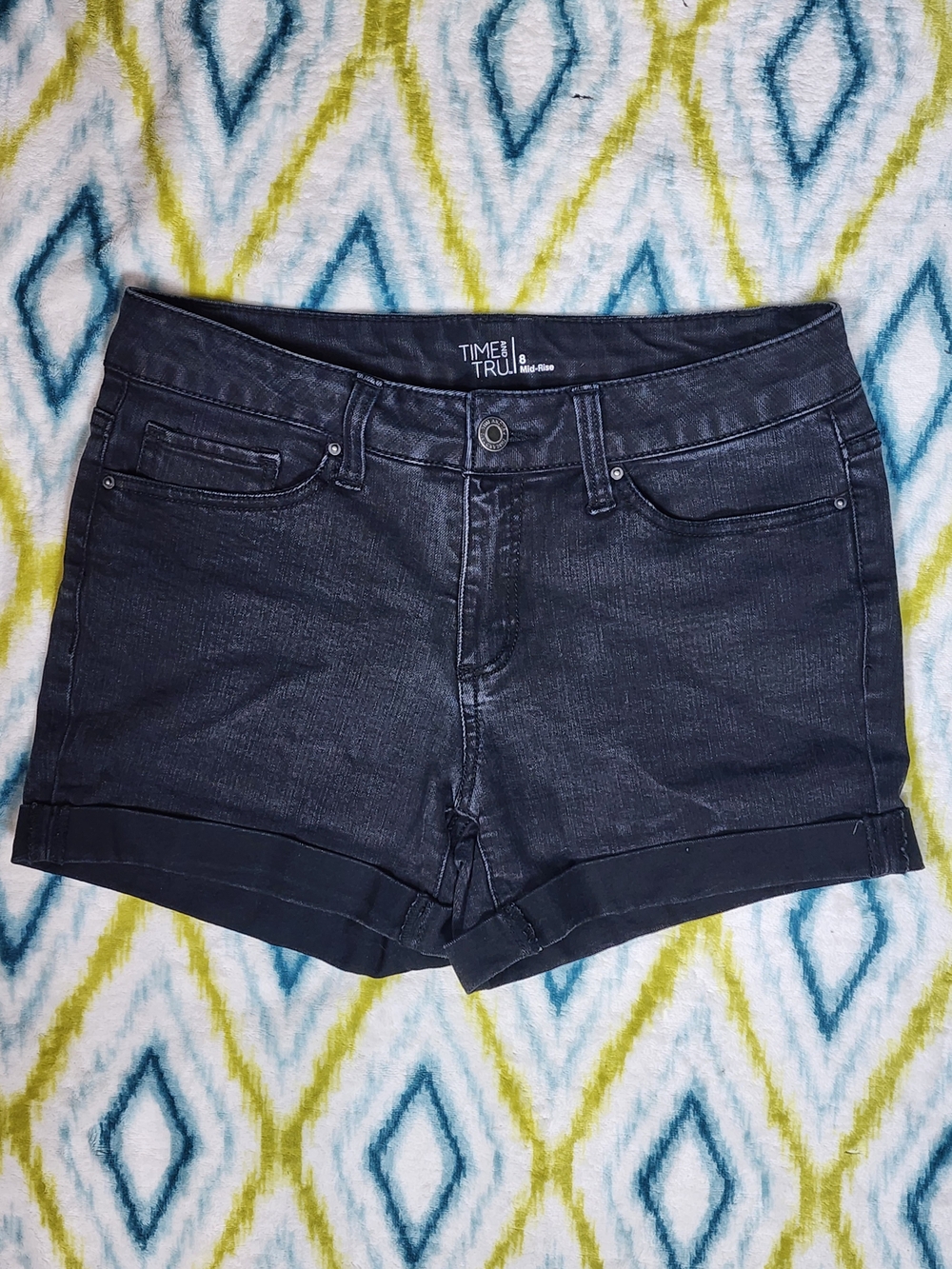 Time and Tru Black Denim Cuffed Women's Shorts